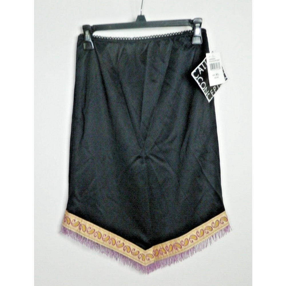 California Concepts Skirt Vintage Medium Black Y2K Beaded Fringe Deadstock